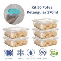 Kit com 50 Potes Retangular Mini Promocional Fitness BPA FREE