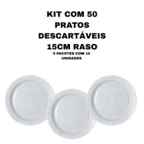 Kit com 50 pratos descartaveis rasos 15cm ibras - 5 pacotes