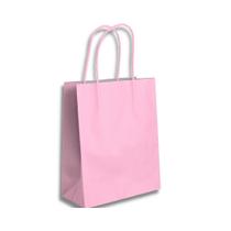 Kit com 50 Sacolas de Papel Rosa Bebê G 23,5x10x31,5cm com Alça