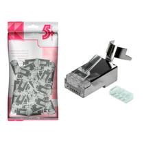 Kit com 50 Unidades Plug Conector Rede Cat7 de Passagem Kit com 50 Unidades Plug Conector Rede Cat7 de Passagem