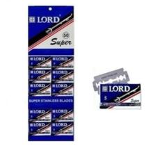 Kit Com 500 Lâminas Lord Inox para Barbear 10 Cartelas com 50 Unidades Cada Aço Inoxidável