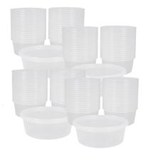 Kit com 560 Potes PP 330ml com Tampa Lacre Transparente Bpa Free Freezer Microondas