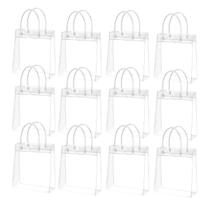 Kit Com 6/12 Sacolas Multiuso de Plástico PVC Transparente Cristal Com Alça Reutilize Para Presente Lembrancinhas e Bolsas Sacolinhas