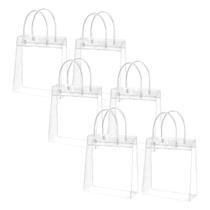 Kit Com 6/12 Sacolas Multiuso de Plástico PVC Transparente Cristal Com Alça Reutilize Para Presente Lembrancinhas e Bolsas Sacolinhas