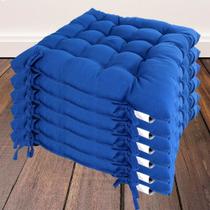 Kit com 6 almofada futon assento para cadeira - azul