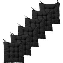 Kit com 6 almofadas futon assento para cadeira - preta - nacional