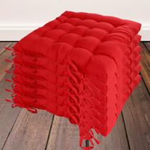 Kit com 6 almofadas futon assento para cadeira - vermelha