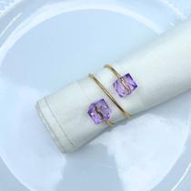 Kit com 6 Anel Guardanapo Para Festa com Cristal Transparente Lilas