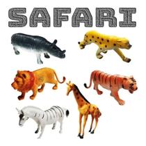 Kit Com 6 Animais Safari Brinquedo em Resina