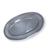 Kit Com 6 Bandejas Travessa de Inox Oval Rasa Grande 50cm