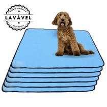 Kit com 6 Banheiro para Cães Tecido Ecológico 100x70 Azul - Inteligente - 200 Lavagens