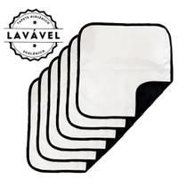 Kit com 6 Banheiro para Cães Tecido Ecológico 45x45 Branco com borda Preta - 200 Lavagens Quality