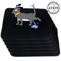 Kit com 6 Banheiro para Cães Tecido Ecológico 70x50 Preto - 200 Lavagens - Inteligente - Vila Flor
