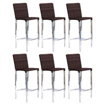 Kit com 6 Banquetas Altas Jardim em Fibra Pedra Ferro - Premium Box