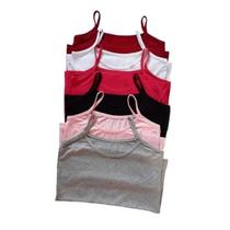 Kit Com 6 Blusas Alça Fina Básica Feminina