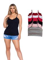 Kit Com 6 Blusinha Básica Alcinha Feminina - Colorida