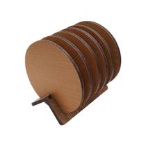 Kit com 6 Bolacha Porta Copo e Suporte Mdf Pintado Marrom