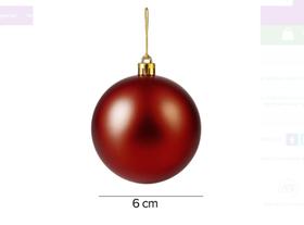 Kit com 6 Bolas de Natal Com Glitter Berry