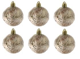 Kit com 6 Bolas de Natal com Textura Arabescos Colorido 6 cm Ø Kit com 6 Bolas de Natal com Textura Arabescos Colorido 6 cm Ø