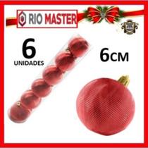 Kit Com 6 Bolas De Natal Espiral Vermelha 6CM Para Arvore De Natal - Enfeites De Natal Rio Master
