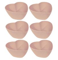 Kit Com 6 Bowls Cumbuca Tigela Coração 400ml De Bambu E Plástico Lyor