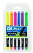 Kit com 6 Brush Pen Neon Aquarelável Cis - Caneta Pincel