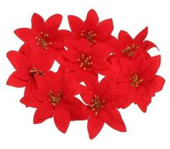 Kit Com 6 Buquê Bico De Papagaio 5 Flores Vermelho Natal