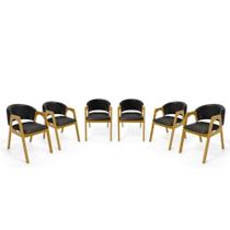 Kit Com 6 Cadeiras Agatha Madeira Maciça Estofada Para Mesa De Jantar material sintético Preto 503