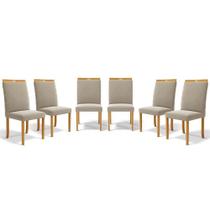 Kit Com 6 Cadeiras Agnes Madeira Maciça Estofadas Para Mesa De Jantar Veludo Bege 102