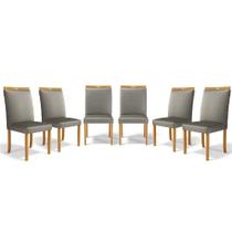 Kit Com 6 Cadeiras Agnes Madeira Maciça Estofadas Para Mesa De Jantar Veludo Chumbo 109