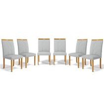 Kit Com 6 Cadeiras Ana Madeira Maciça Estofadas Para Mesa De Jantar Linho Cinza 407 Kit Com 6 Cadeiras Ana Madeira Maciça Estofadas Para Mesa De Jantar Linho Cinza 407
