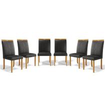 Kit Com 6 Cadeiras Ana Madeira Maciça Estofadas Para Mesa De Jantar material sintético Preto 503 Kit Com 6 Cadeiras Ana Madeira Maciça Estofadas Para Mesa De Jantar material sintético Preto 503