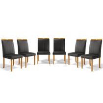 Kit Com 6 Cadeiras Aurora Madeira Maciça Estofadas Para Mesa De Jantar