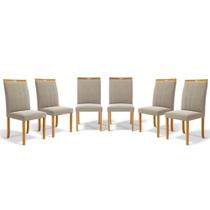 Kit Com 6 Cadeiras Aurora Madeira Maciça Estofadas Para Mesa De Jantar Veludo Bege 102 Kit Com 6 Cadeiras Aurora Madeira Maciça Estofadas Para Mesa De Jantar Veludo Bege 102