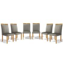 Kit Com 6 Cadeiras Aurora Madeira Maciça Estofadas Para Mesa De Jantar Veludo Chumbo 109