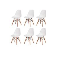 Kit Com 6 Cadeiras Charles Eames Wood Dsw Branca - Base Mad