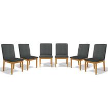 Kit Com 6 Cadeiras Daniela Madeira Maciça Estofada Para Mesa De Jantar Detalhe De Madeira Nas Costas Kit Com 6 Cadeiras Daniela Madeira Maciça Estofada Para Mesa De Jantar Detalhe De Madeira Nas Costas