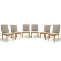 Kit Com 6 Cadeiras Daniela Madeira Maciça Estofada Para Mesa De Jantar Detalhe De Madeira Nas Costas Kit Com 6 Cadeiras Daniela Madeira Maciça Estofada Para Mesa De Jantar Detalhe De Madeira Nas Costas