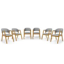 Kit Com 6 Cadeiras Leticia Madeira Maciça Estofada Para Mesa De jantar Kit Com 6 Cadeiras Leticia Madeira Maciça Estofada Para Mesa De jantar