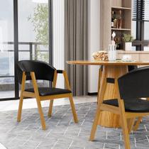 Kit Com 6 Cadeiras Leticia Madeira Maciça Estofada Para Mesa De Jantar material sintético Preto 503