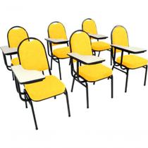 Kit Com 6 Cadeiras Para Auditórios Linha Hotel Amarelo