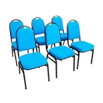 Kit Com 6 Cadeiras Para Auditórios Linha Hotel Azul