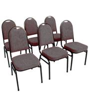 Kit com 6 Cadeiras para Auditórios Linha Hotel Cinza