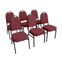 Kit Com 6 Cadeiras Para Auditórios Linha Hotel com tonalidade Vermelho.