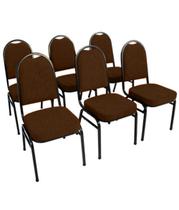 Kit com 6 Cadeiras para Auditórios Linha Hotel Marrom
