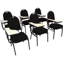 Kit Com 6 Cadeiras Para Auditórios Linha Hotel Preto