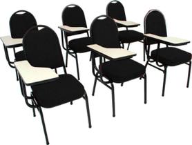 Kit com 6 Cadeiras para Auditórios Linha Hotel Preto