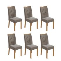 Kit com 6 Cadeiras para Sala de Jantar Estofadas Apogeu Amêndoa Clean/Suede Animale Bege