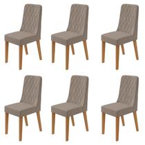 Kit com 6 Cadeiras para Sala de Jantar Estofadas Luar Marrom/Amendoa/Animale Bege