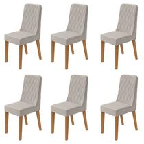 Kit com 6 Cadeiras para Sala de Jantar Estofadas Luar Marrom/Amendoa/Mosaico Cinza